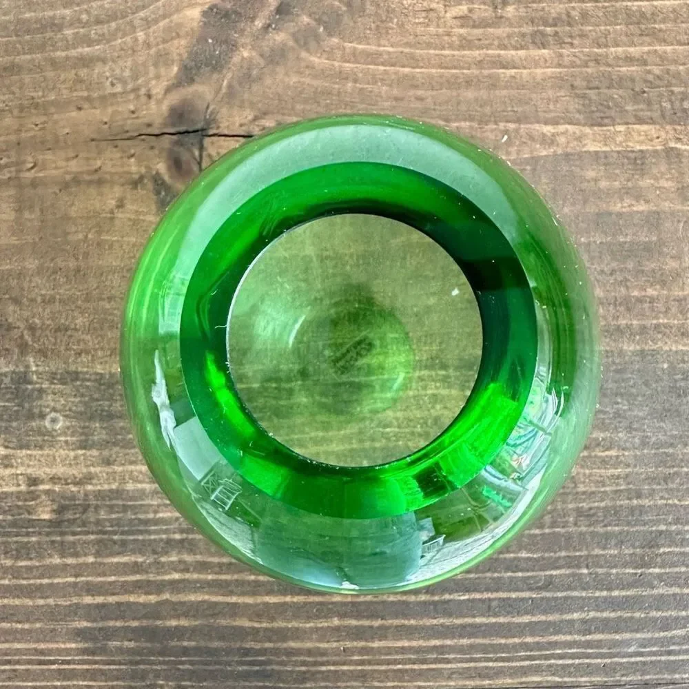 Tarnow Fine Crystal Art Glass Flower‎ Vase Made in Poland Emerald Green 4.5" - Picture 3 of 6